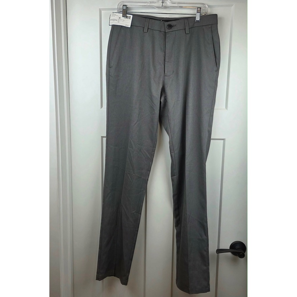 NWT Haggar H26 Men's Performance Dress Pants Slim Fit Heather Gray 32 x 34